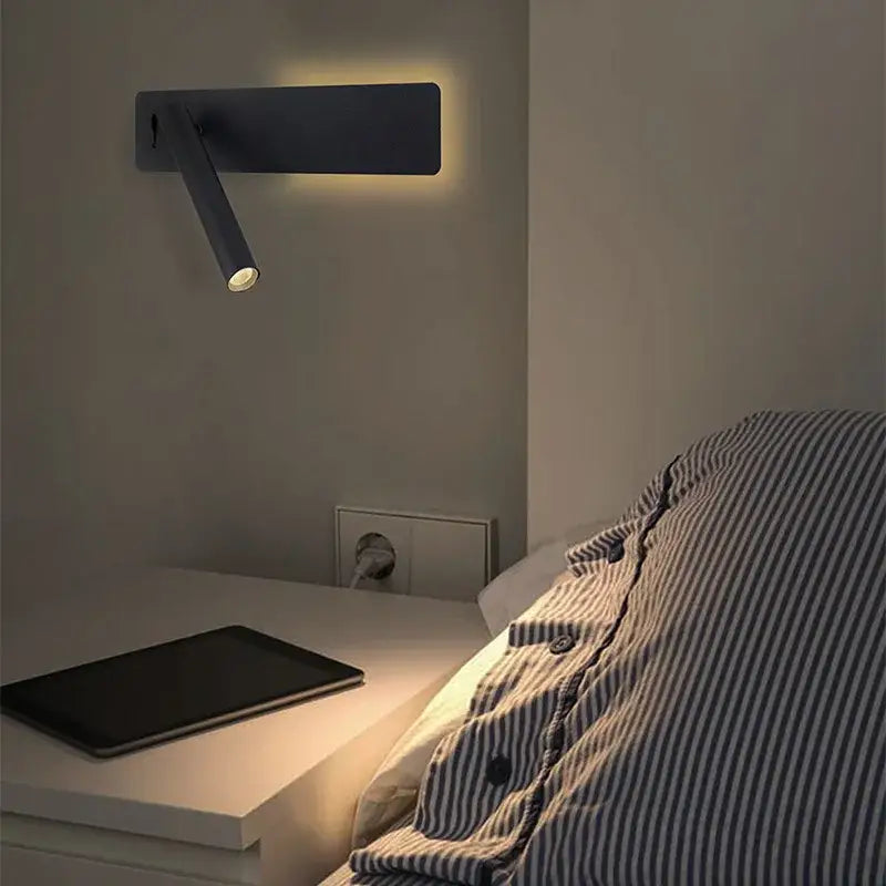 Modern black and white led wall reading lamp with matte adjustable arm and warm decorbites led wall light for bedroom