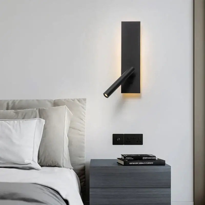 Modern black led wall reading lamp with sleek adjustable arm for bedroom decorbites led wall lighting