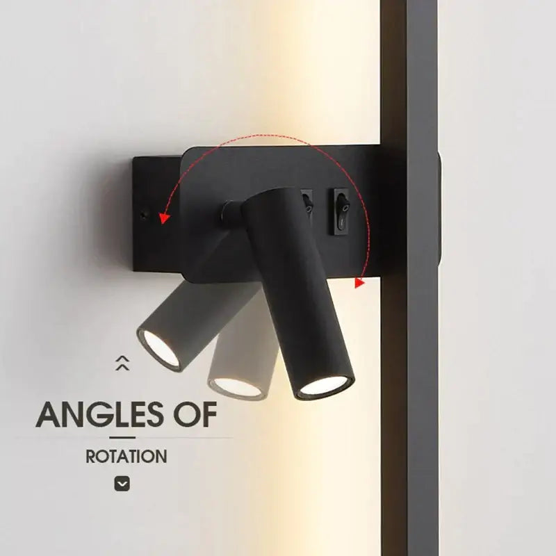 Modern black and white led wall sconce with a black matte-finished adjustable spotlight for bedroom decorbites led wall sconce