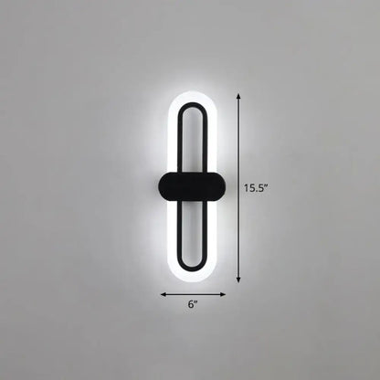 Modern black-framed led wall sconce with white light strip and central mounting bar 110v-120v light type for living room