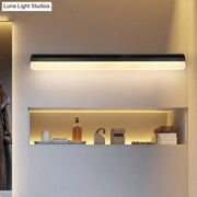 Modern black and white linear led wall light with sleek minimalist design suited for bathroom sconce lighting