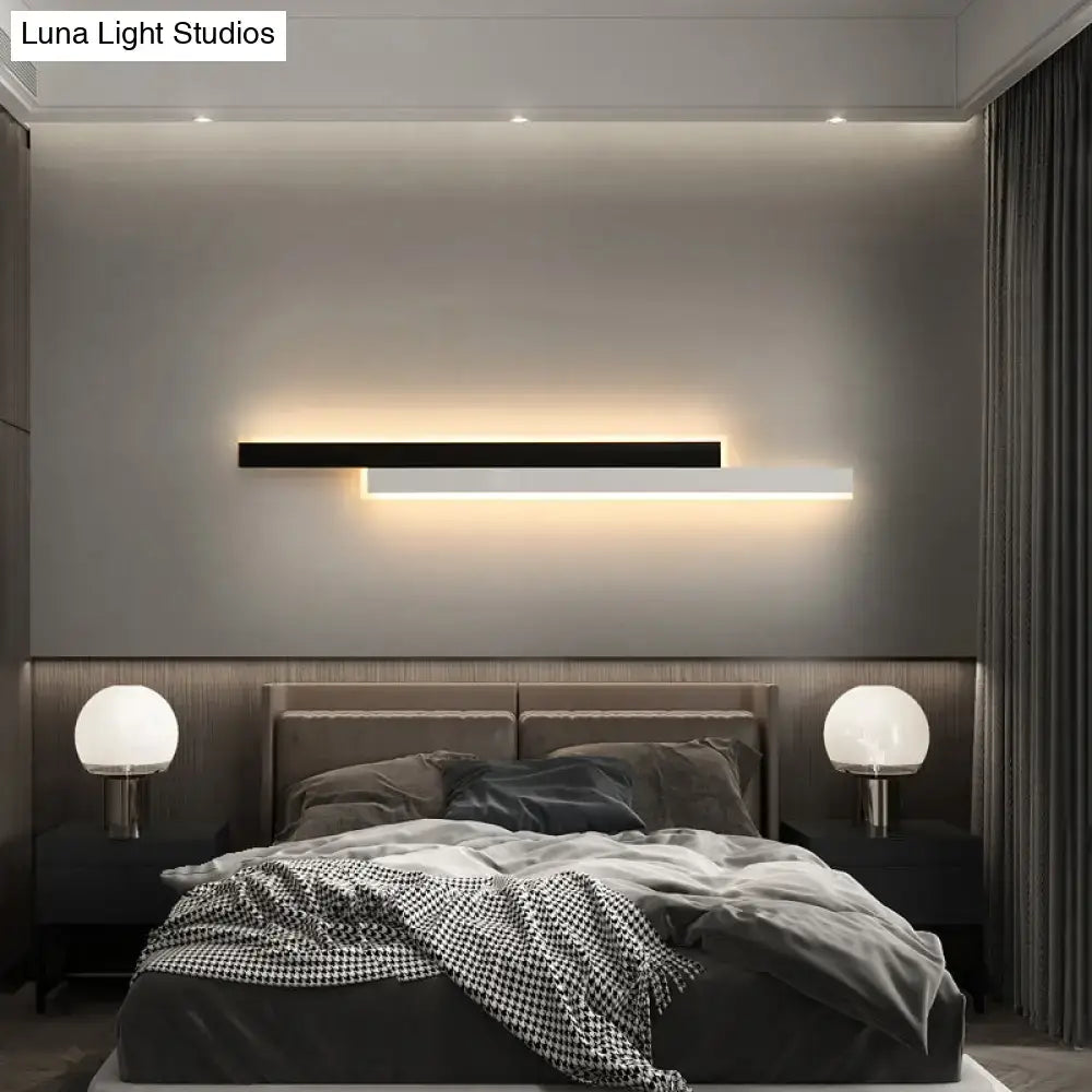 Modern black and white linear led wall light with sleek minimalist design for corridor lighting use