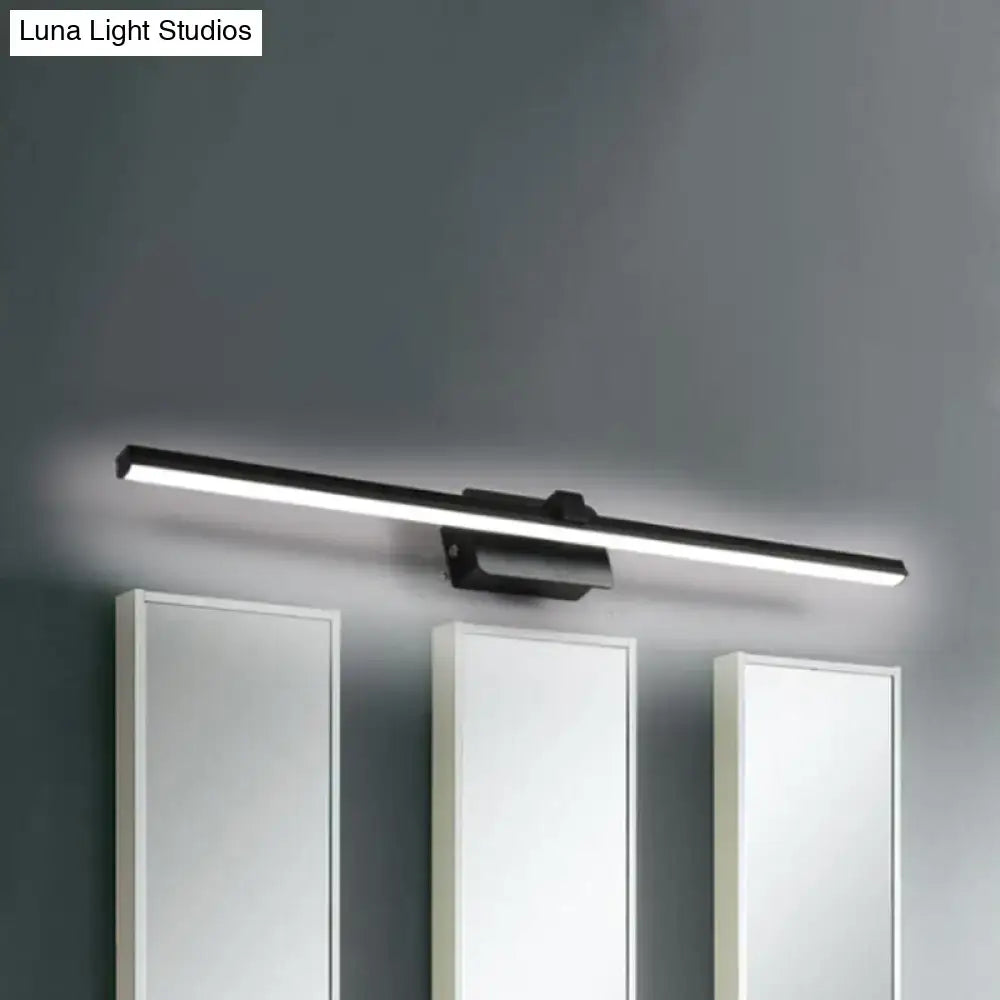 Modern black white linear light fixture with slim rectangular led vanity light for bathroom wall sconce use
