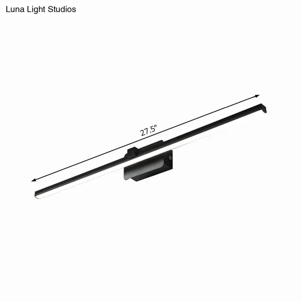 Modern black and white linear light fixture bathroom wall sconce with sleek black led rectangular 27.5-inch design
