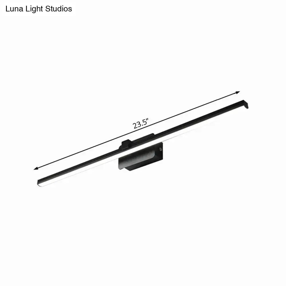 Modern black white linear light fixture bathroom wall sconce with sleek minimal black led design 23.5 inch length