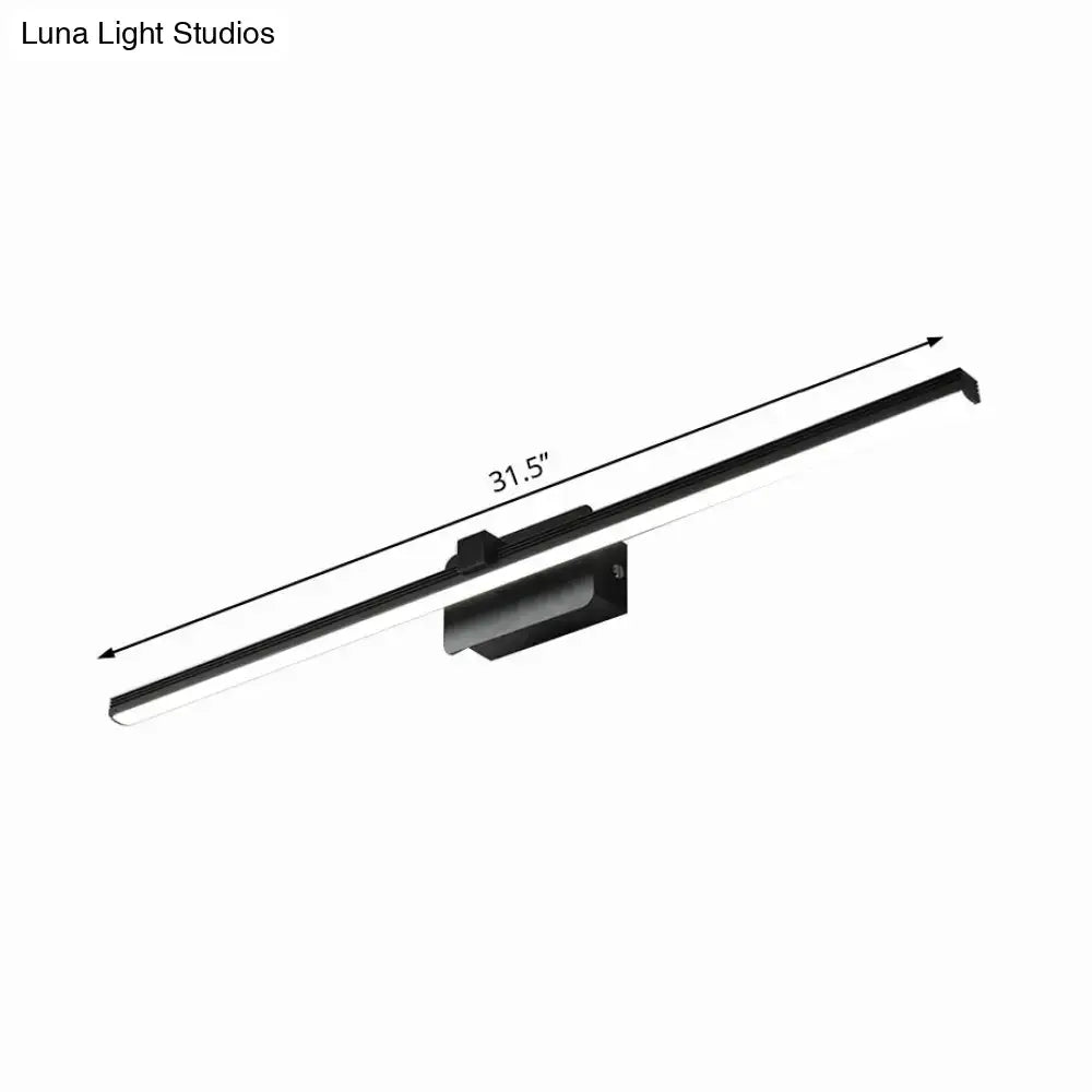 Modern black white linear light fixture bathroom wall sconce with sleek minimalist design and 31.5 inch length