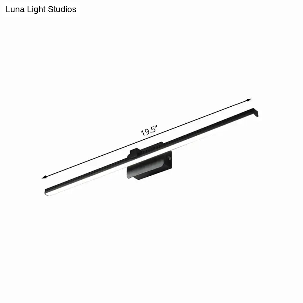 Modern black and white linear light fixture bathroom wall sconce with sleek black led 19.5 inch wall-mounted design