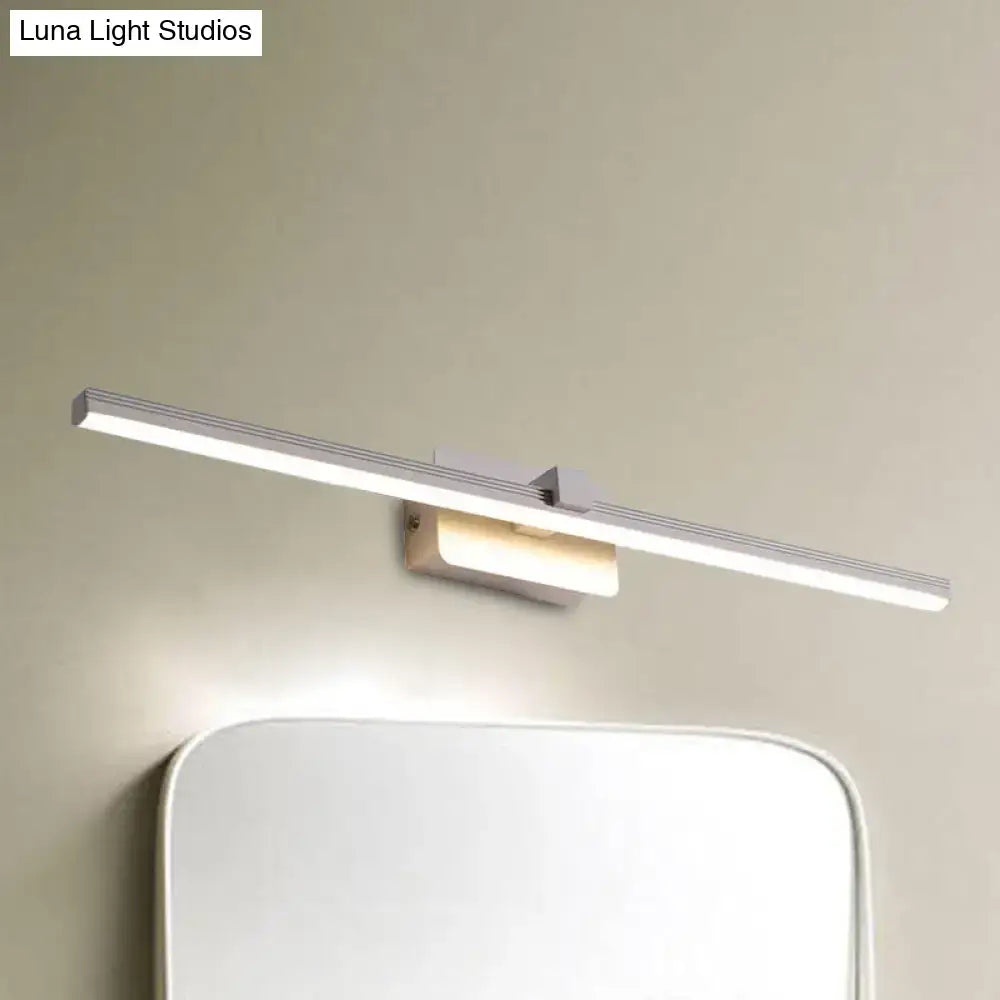 Modern black white linear light fixture bathroom wall sconce with sleek silver led rectangular mirror light design