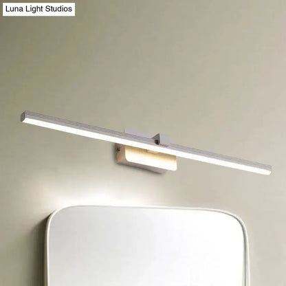 Modern black white linear light fixture bathroom wall sconce with sleek silver led rectangular mirror light design