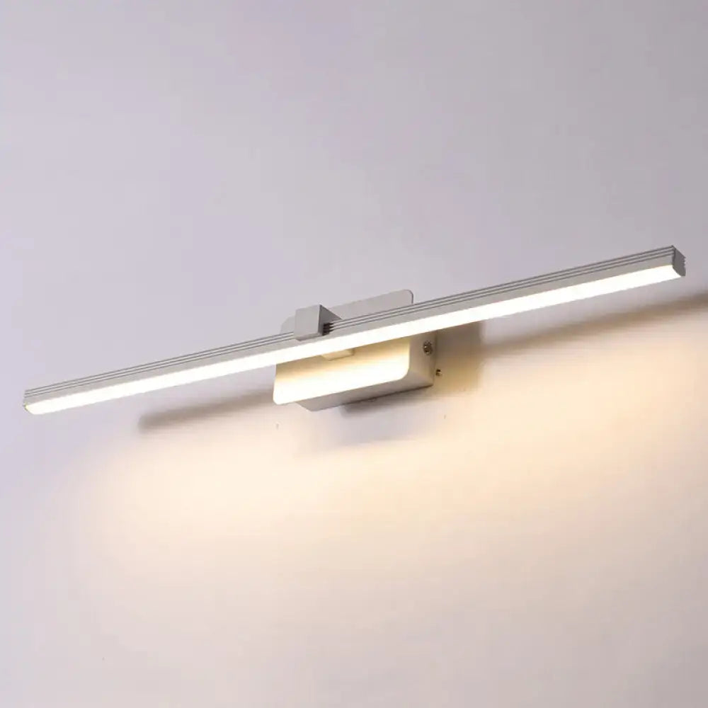 Modern silver led wall sconce with sleek rectangular design and frosted glass for black white linear light fixture use