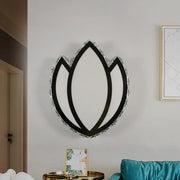Modern black and white lotus crystal led wall sconce with sparkling trim, a stylish wall lamp for bedroom lighting