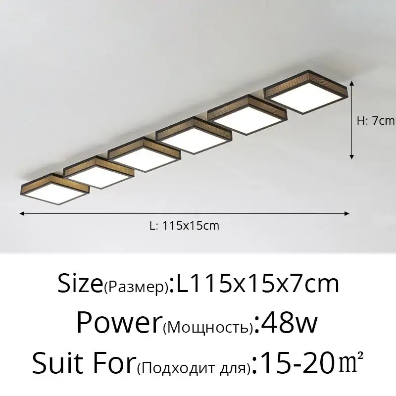Modern black and white mesh led ceiling lights with dark wood frame and white illuminated panels for bedroom ceiling lights