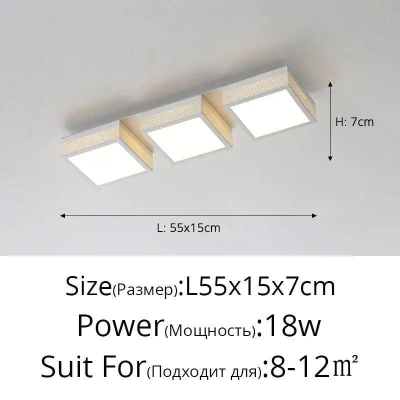 Modern black and white mesh led ceiling lights bedroom square fixture with sleek white frame and warm textured panels
