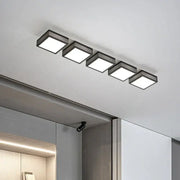 Modern black mesh led ceiling lights with five square panels for bedroom use featuring a sleek mesh finish