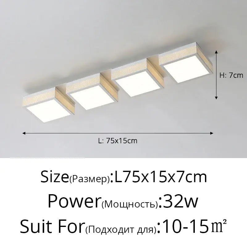 Modern black and white mesh led ceiling lights with rectangular white and beige framed square panels for bedroom use