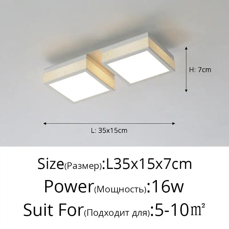 Modern black and white mesh led ceiling lights bedroom square fixture with rectangular led ceiling light and gold accents