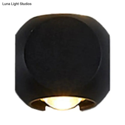 Modern black and white mini cube wall lamp with black matte finish and warm glow for living room wall lamp use