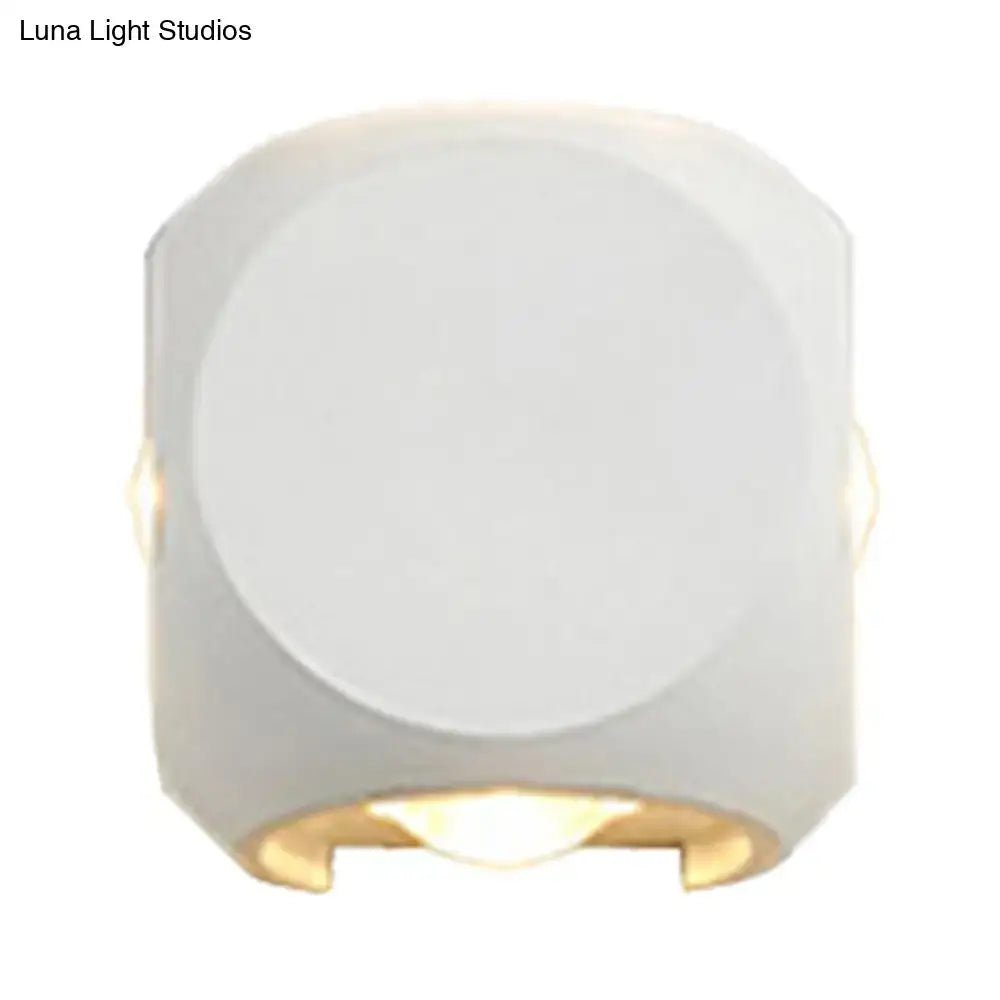 Modern black and white mini cube wall lamp with white matte octagonal sconce and warm led lighting for living room