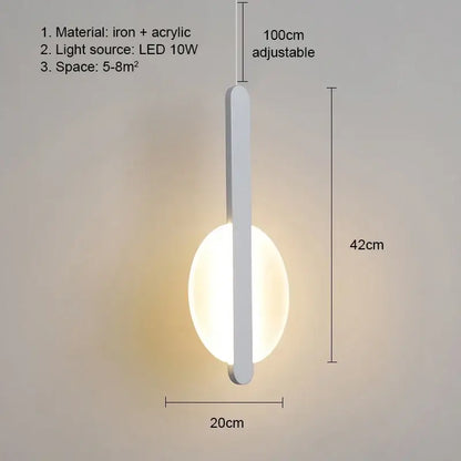 Modern black and white minimalist pendant light with white iron and acrylic oval diffuser led bulbs light source for dining room