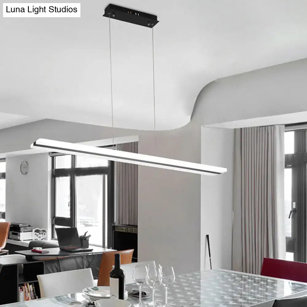 DecorBites™ minimalist black-white plank hanging lamp with acrylic linear design for modern table island lighting