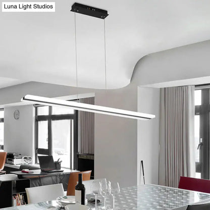 DecorBites™ minimalist black-white plank hanging lamp with acrylic linear design for modern table island lighting