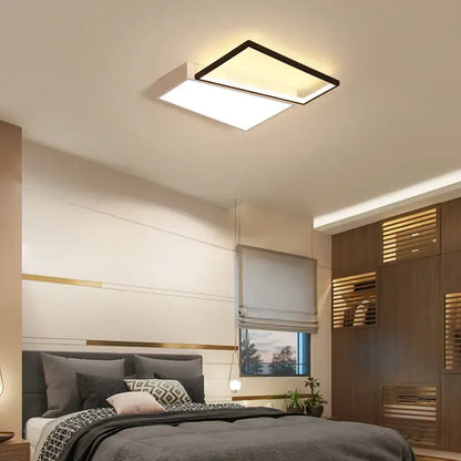 Modern black and white rectangular ceiling light with sleek frame and warm illumination for bedroom lamp ceiling use