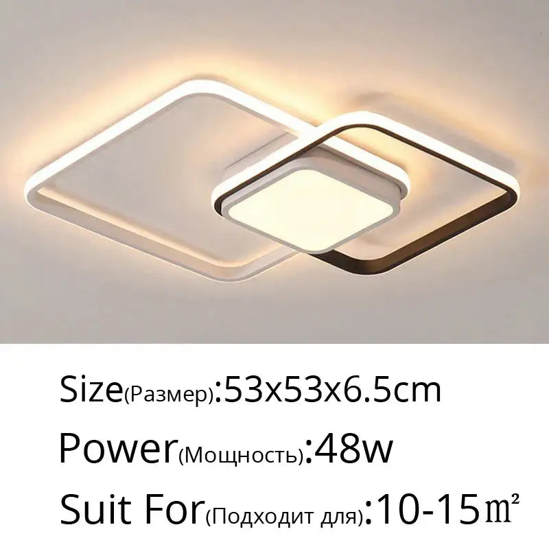 Modern white and gold geometric overlapping square led ceiling light for living room by decorbites led ceiling light