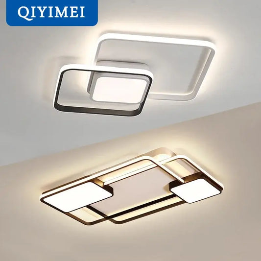 Modern black and white rectangular led ceiling light by qiyimei with sleek frame design for living room decorbites led ceiling