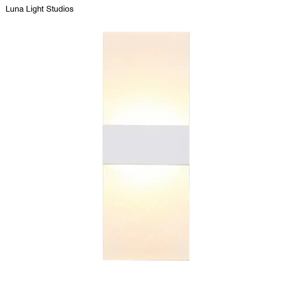 Modern black white rectangular led sconce with frosted glass panels and matte gray accent for living room wall lighting
