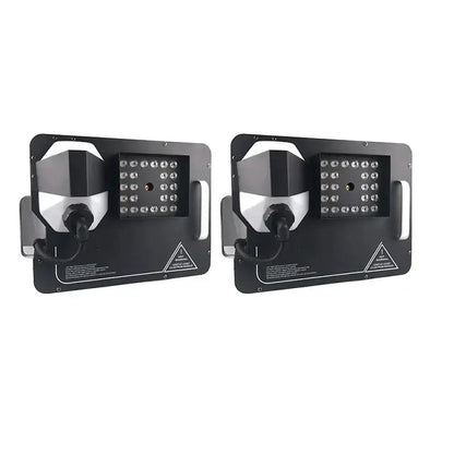Modern black and white dmx led fog machine with rectangular housing and circular lights for party room effects
