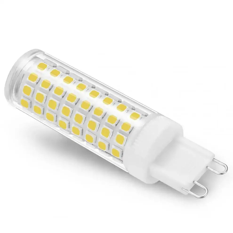Clear glass led bulb with white base and square leds inside transparent casing as light source for pendant light