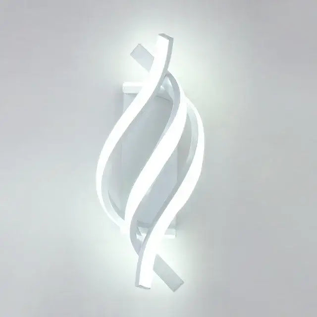 Modern black and white sculptural led wall lamp with sleek flowing curved arms for bedroom lighting wall lamps