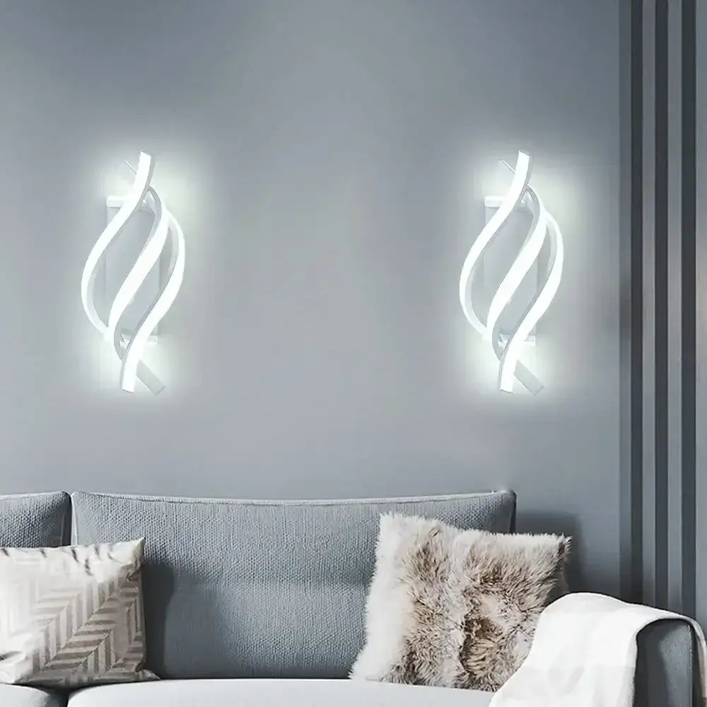 Modern black and white sculptural led wall lamps featuring sleek twisted design for bedroom lighting wall lamps