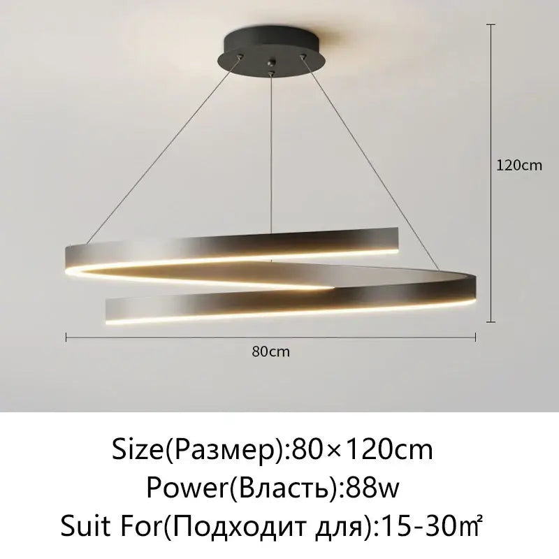 Modern black and silver double-ring led ceiling light with minimalist design for decorbites black white spiral chandelier decor