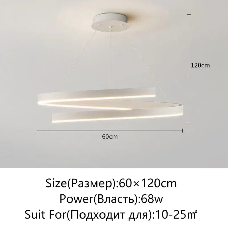 Modern white led ceiling light with sleek double-ring design for decorbites black white spiral chandelier living room pendant light