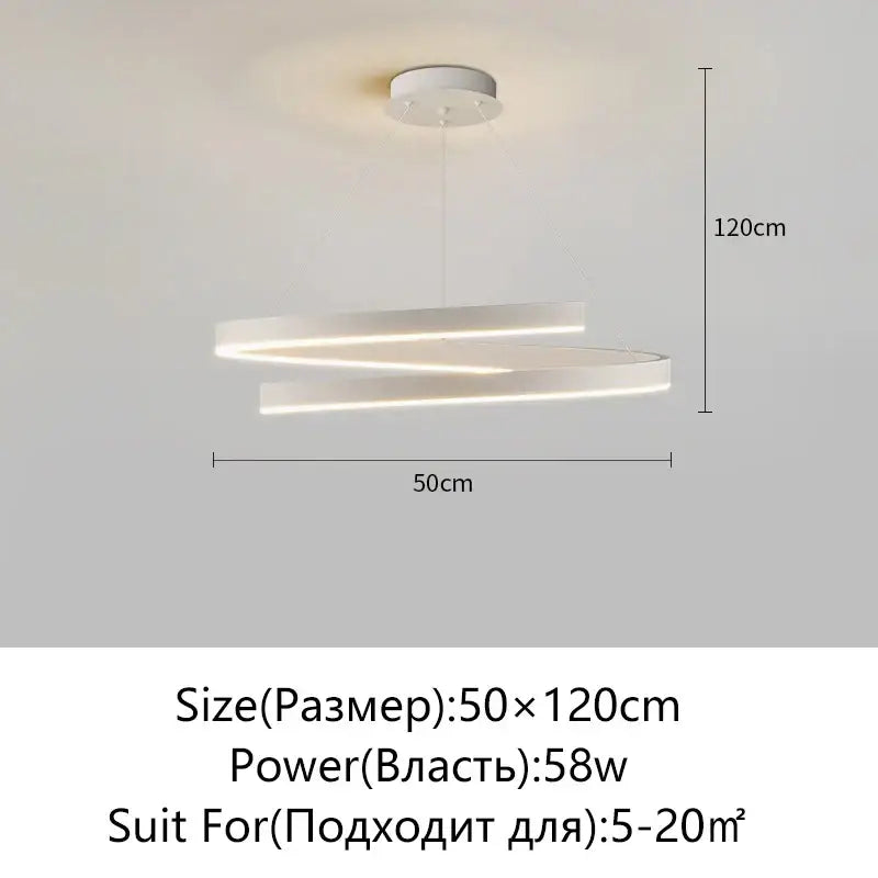 Modern black white spiral chandelier with sleek white spiral led design and minimalist finish for living room decorbites