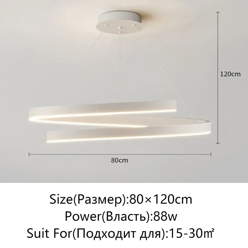 Modern black and white spiral chandelier featuring a white spiral chandelier design with two interlocking circular rings for decorbites black white living room pendant light
