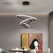Modern black and white spiral led pendant chandelier with sleek minimalist design for living room decorbites black ring