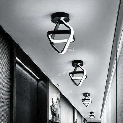 Modern black and white square led ceiling lamp with geometric design for corridors featuring a sleek led ceiling light