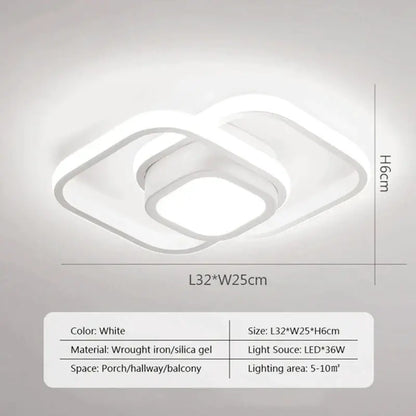 Modern black and white led ceiling lamp with sleek interlocking square design made of wrought iron and silica gel