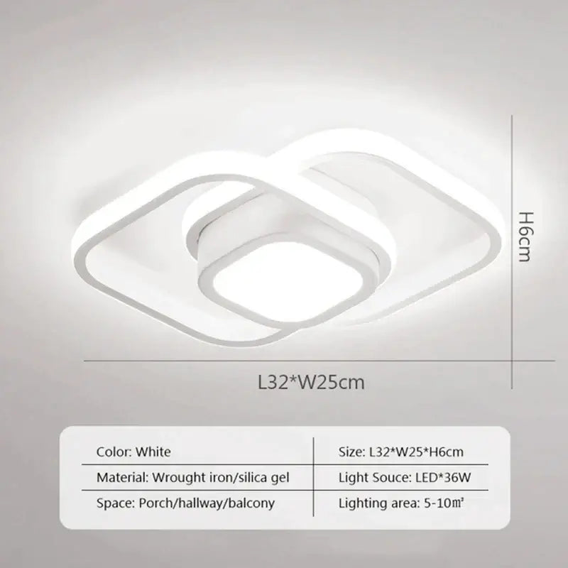 Modern black and white led ceiling lamp with sleek interlocking square design made of wrought iron and silica gel