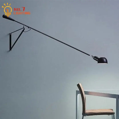 Modern black articulated wall lamp with swing arm and decorbites adjustable LED for living room use