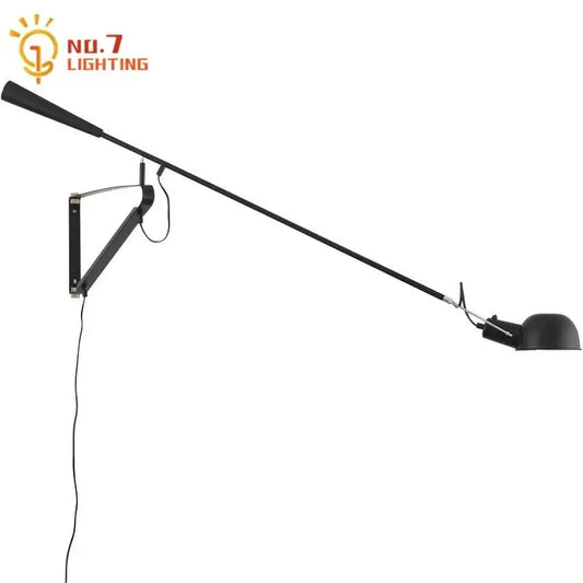 Modern black wall lamp with swing arm and matte finish for living room decorbites adjustable led lighting