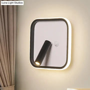 Modern black and white wall light with white warm light and adjustable cylindrical head for bedroom LED illumination