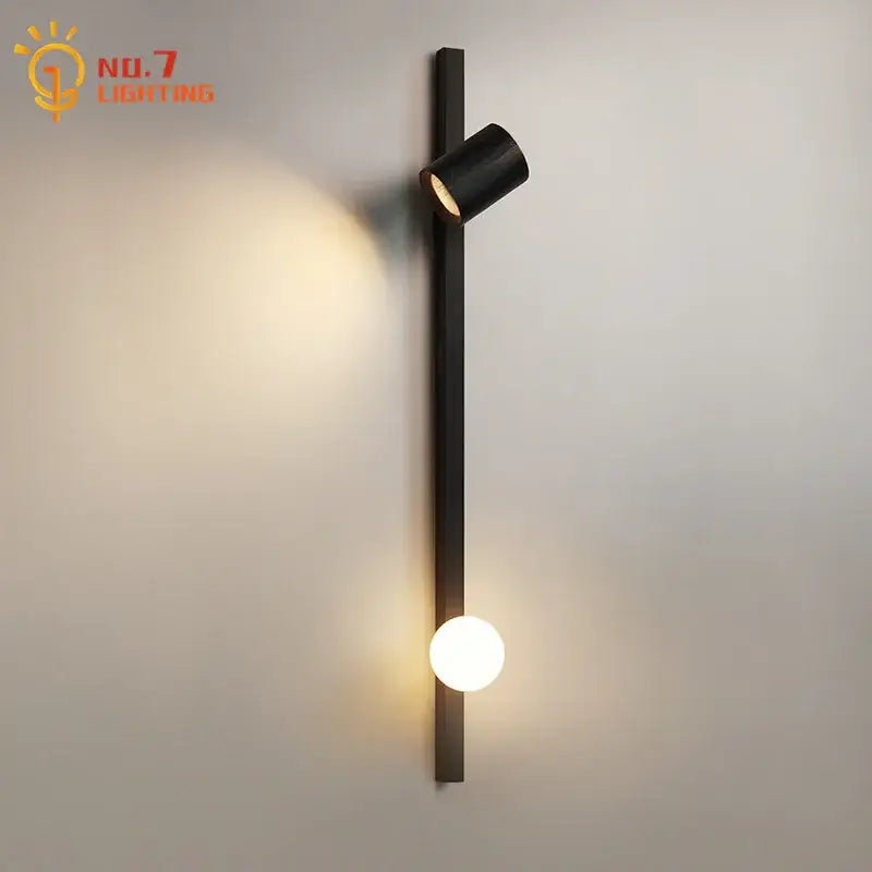 Modern black white wooden wall lamp with vertical bar and two lights for living room decorbites black white sconce
