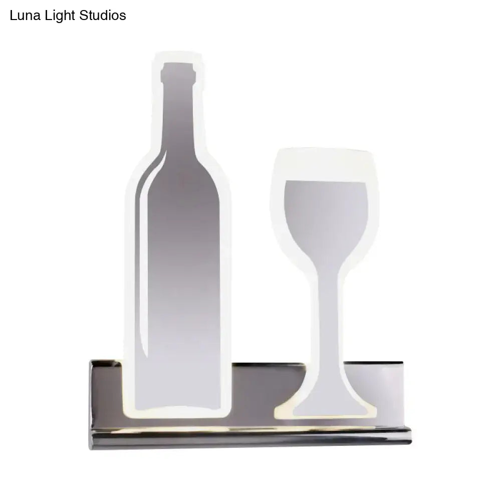 Modern black wine sconce light with chrome finish and sleek minimalist design for dining room wall decor fixture height