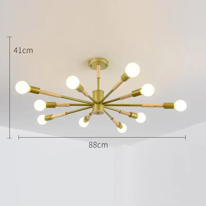 Modern black and wood led wooden ceiling light with gold-toned wooden arm chandelier and spherical bulbs for living room decorbites led wooden