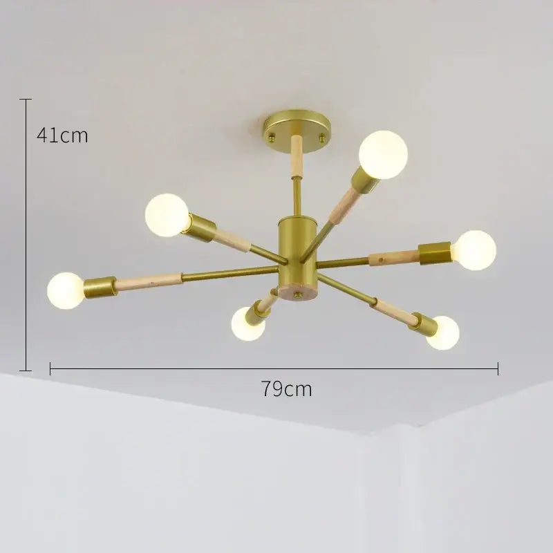 Modern gold-toned ceiling light with wooden segments and brass fittings by decorbites led wooden ceiling for living room decor