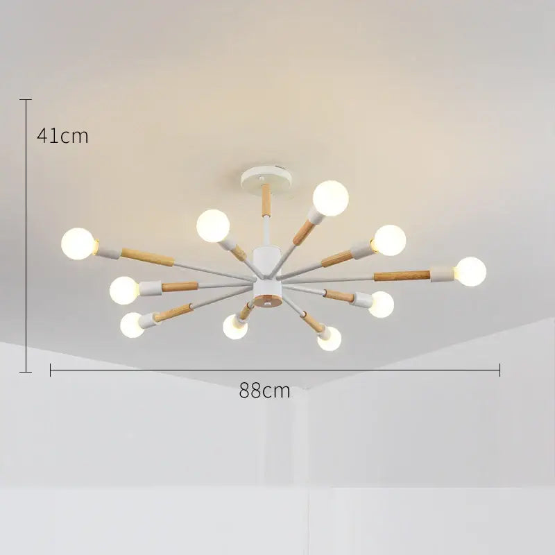 Modern ceiling light featuring white and wood tones with multiple spherical bulbs by decorbites led wooden ceiling