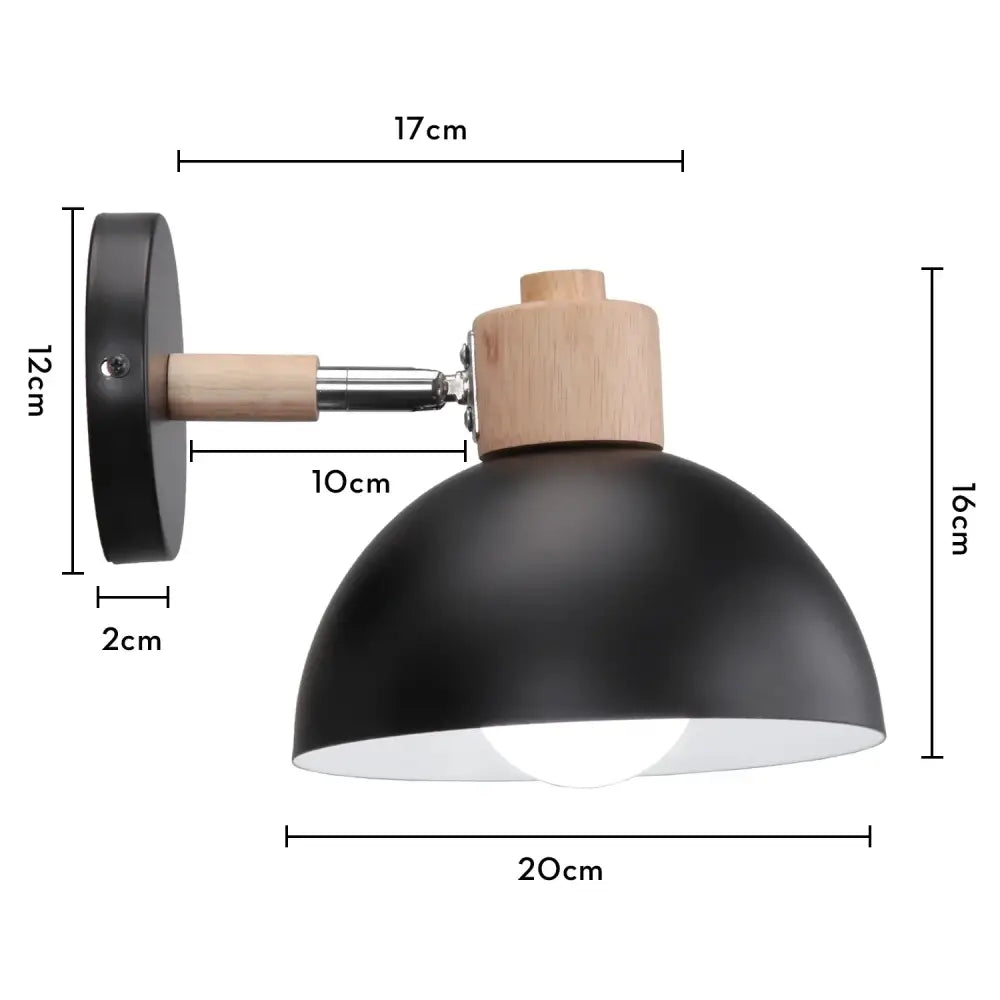 Modern black wooden wall light with matte dome shape wooden accent and chrome hardware for living room decorbites black wooden